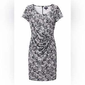 NYDJ Ruched Black White Sheath Dress 8